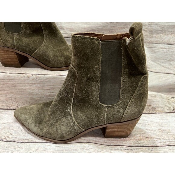 Franco Sarto Sager Suede Chelsea Ankle Boots in Olive Green Size 7 - Picture 3 of 11